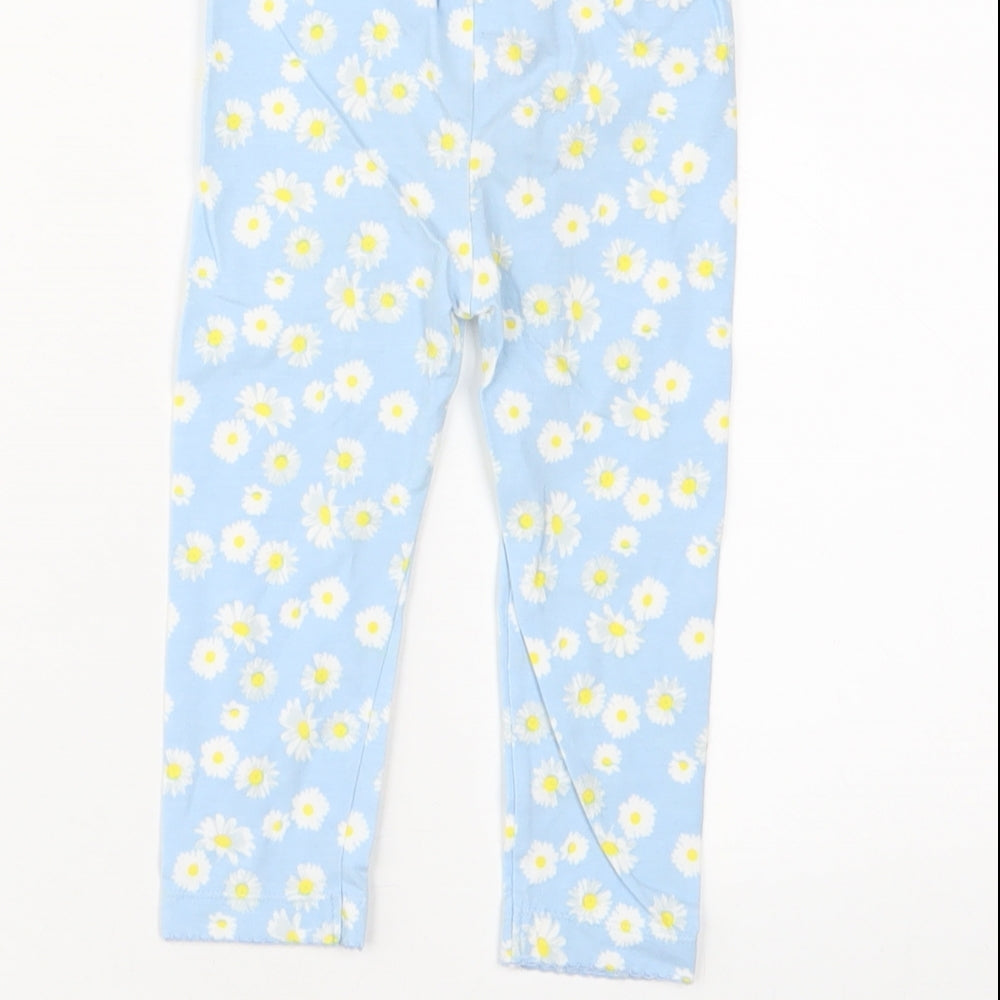 Blue Zoo Girls Blue Floral Cotton Capri Leggings Size 12-18 Months Pullover