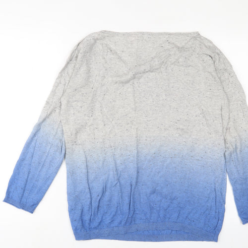 YAYA Womens Blue Cowl Neck Cotton Pullover Jumper Size M