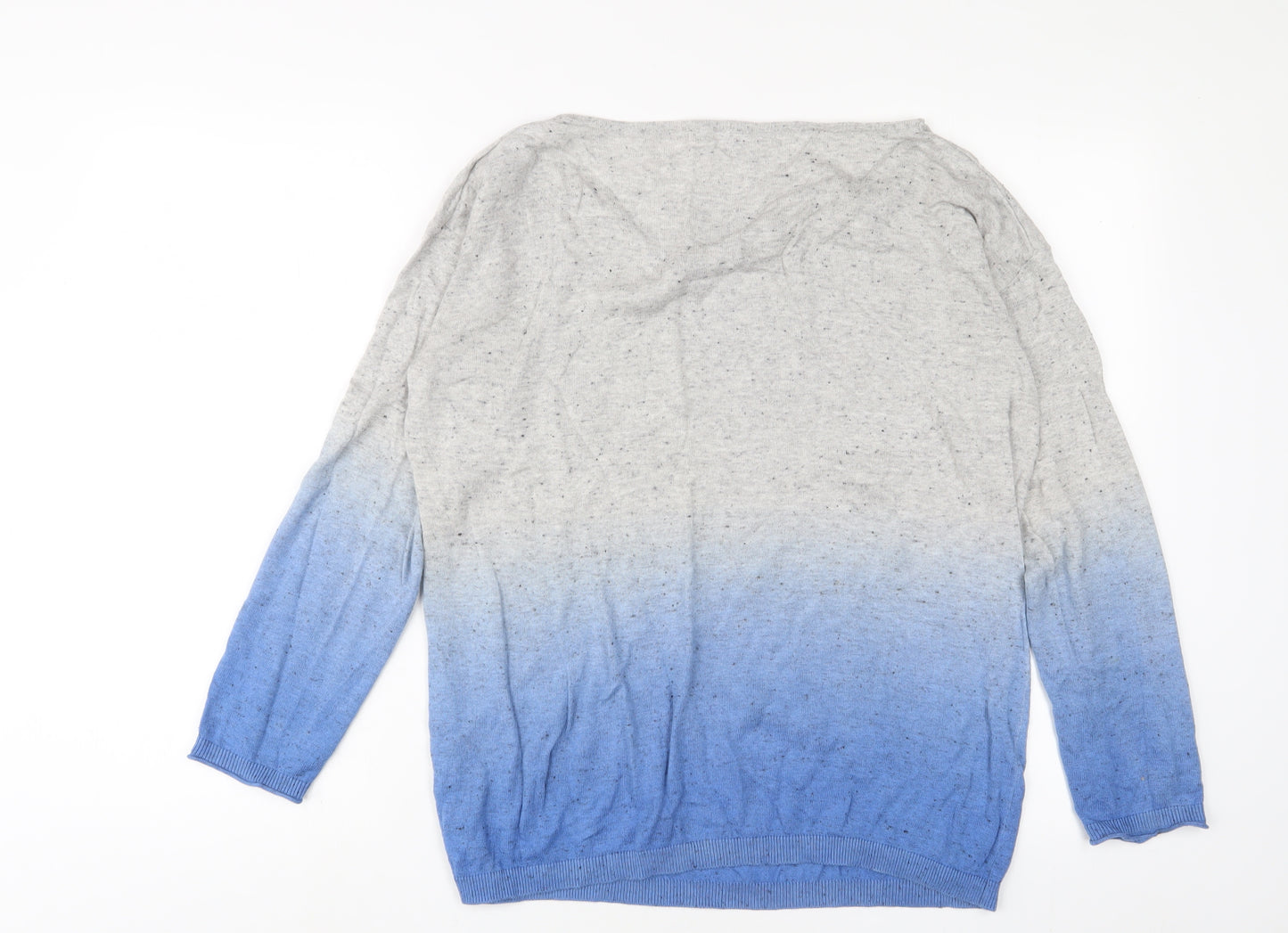 YAYA Womens Blue Cowl Neck Cotton Pullover Jumper Size M