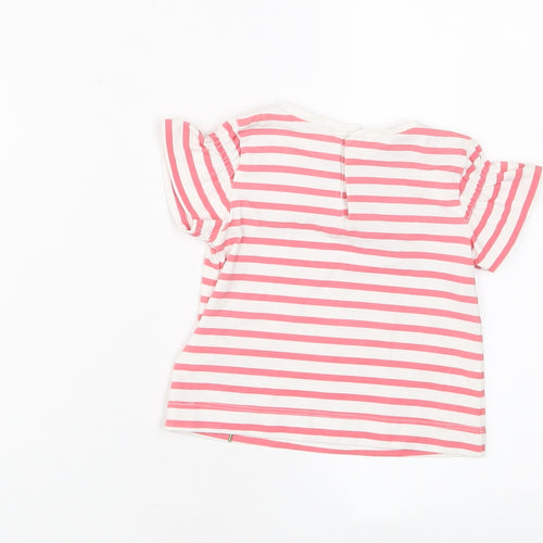 Mayoral Girls Pink Striped Cotton Basic T-Shirt Size 12 Months Crew Neck Snap