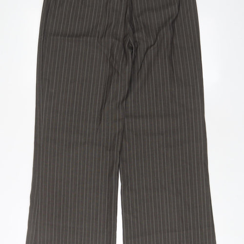 NEXT Womens Brown Striped Polyester Trousers Size 10 L31 in Regular Zip