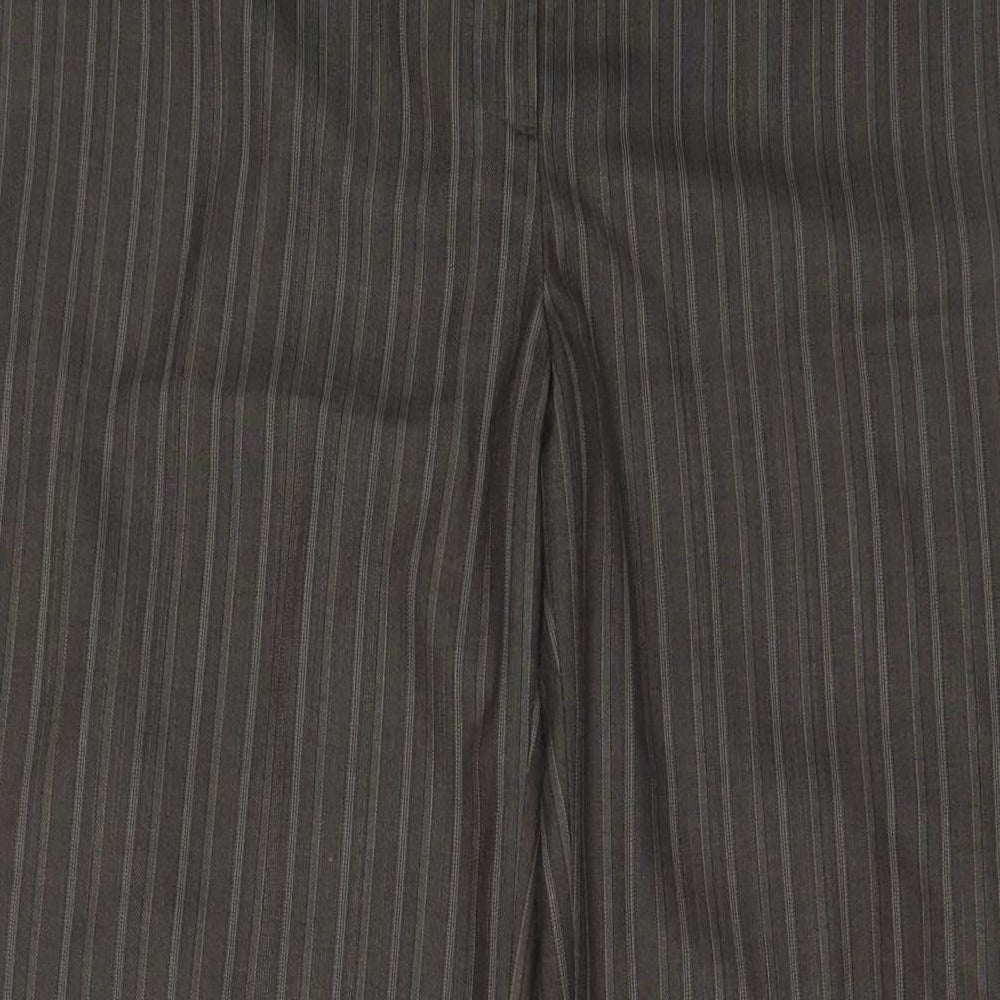 NEXT Womens Brown Striped Polyester Trousers Size 10 L31 in Regular Zip