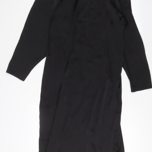 H&M Womens Black Polyester Sheath Size S V-Neck Pullover