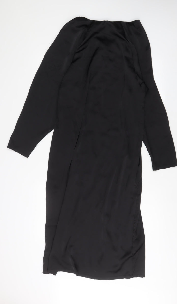 H&M Womens Black Polyester Sheath Size S V-Neck Pullover
