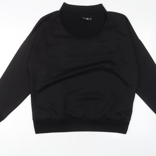 Boohoo Womens Black Polyester Pullover Sweatshirt Size 14 Pullover - Keyhole neck