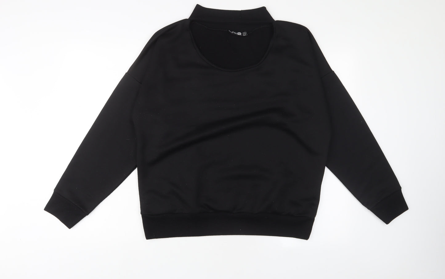 Boohoo Womens Black Polyester Pullover Sweatshirt Size 14 Pullover - Keyhole neck