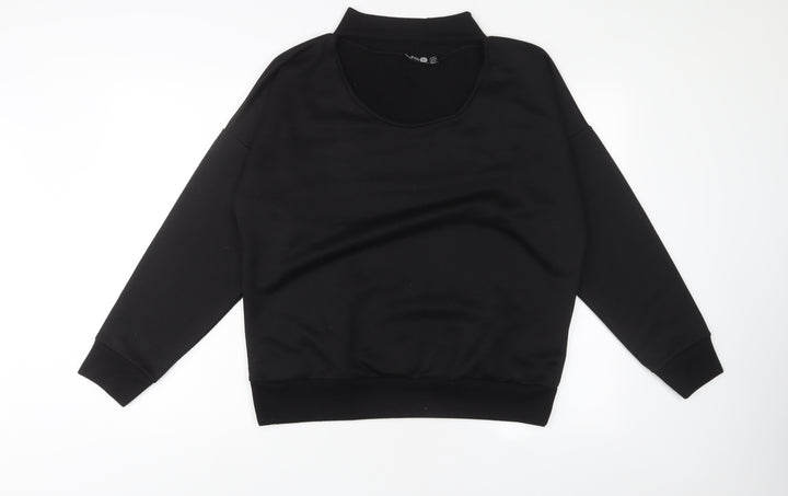 Boohoo Womens Black Polyester Pullover Sweatshirt Size 14 Pullover - Keyhole neck