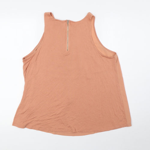 New Look Womens Pink Viscose Basic Blouse Size 14 Round Neck