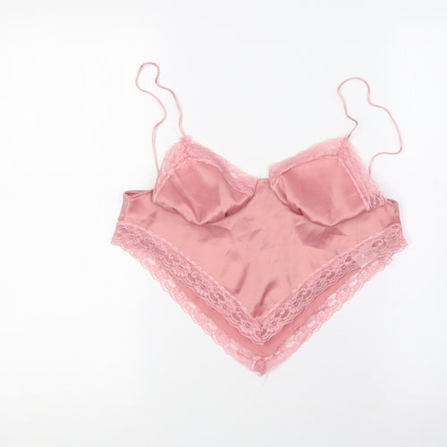 Nasty Gal Womens Pink Polyester Basic Blouse Size 10 Sweetheart - Lace Detail