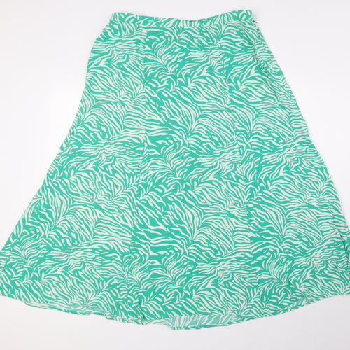 Marks and Spencer Womens Green Animal Print Viscose Bandage Skirt Size 14 Zip