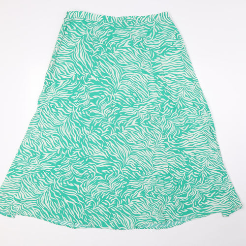 Marks and Spencer Womens Green Animal Print Viscose Bandage Skirt Size 14 Zip