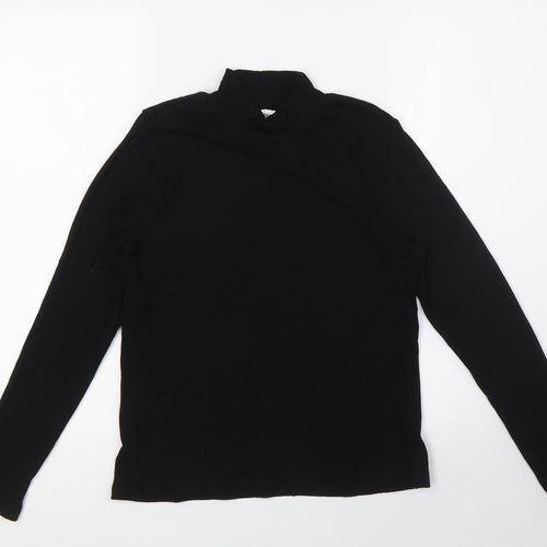 Warehouse Womens Black Viscose Basic Blouse Size M Mock Neck - Ribbed