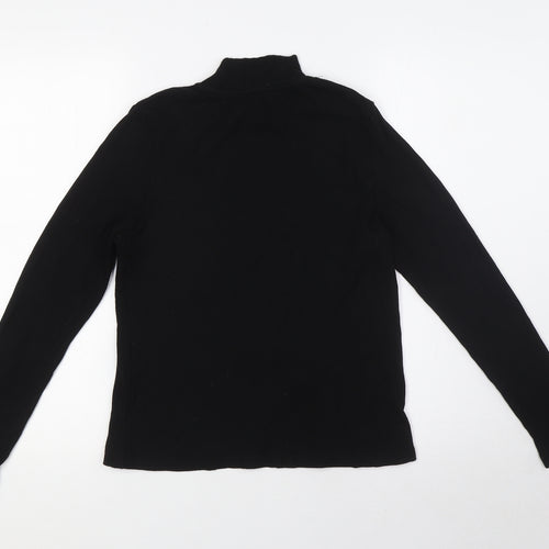 Warehouse Womens Black Viscose Basic Blouse Size M Mock Neck - Ribbed