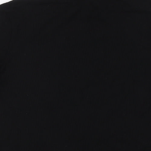 Warehouse Womens Black Viscose Basic Blouse Size M Mock Neck - Ribbed
