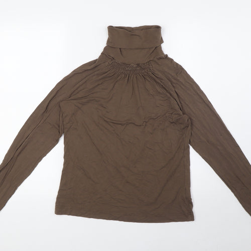 Kapalua Womens Brown Viscose Basic Blouse Size M High Neck