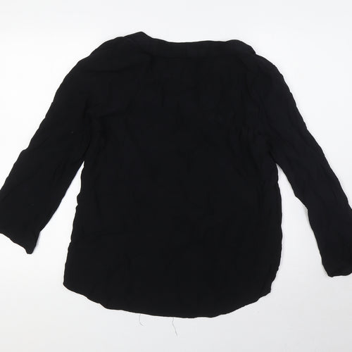 Zara Womens Black Viscose Basic Blouse Size M V-Neck