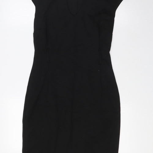 Femme Womens Black Polyester Pencil Dress Size 10 V-Neck
