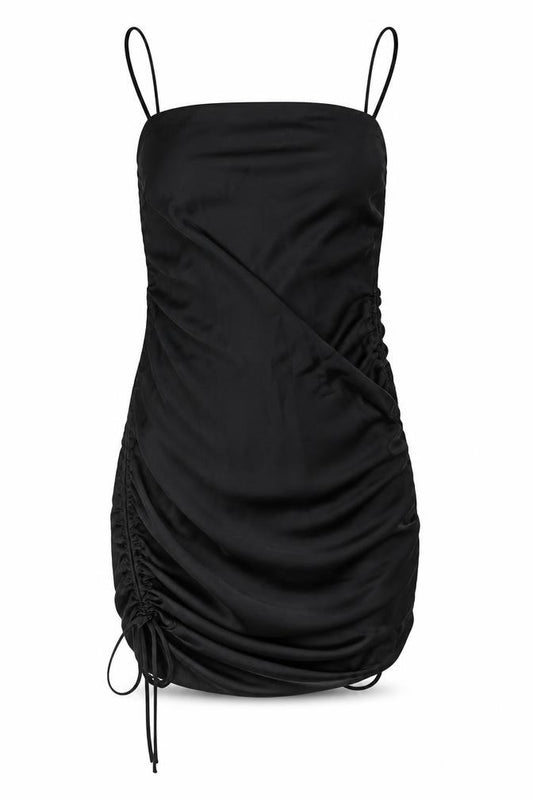 Front view of Zara women’s black polyester a-line, size S, cowl neck