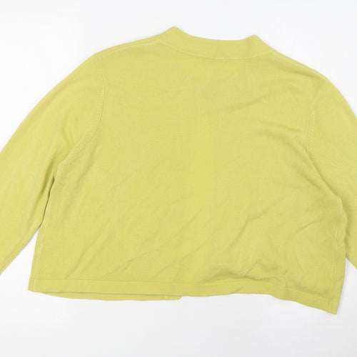 Marks and Spencer Womens Green Round Neck Acrylic Cardigan Jumper Size 18 - Hook Closing, Beaded