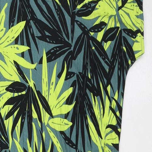 Principles Womens Green Viscose A-Line Size 12 Round Neck - Leaf Print