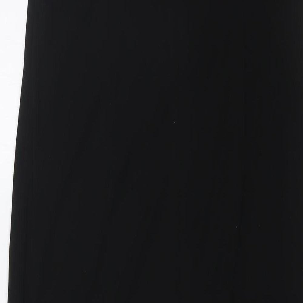 Frank Usher Womens Black Rayon A-Line Size 14 V-Neck Zip - Evening Wear