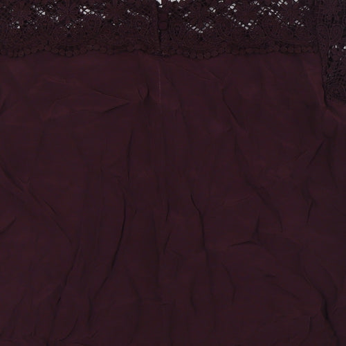 Phase Eight Womens Purple Viscose A-Line Size 12 Round Neck Button - Crochet Sleeves