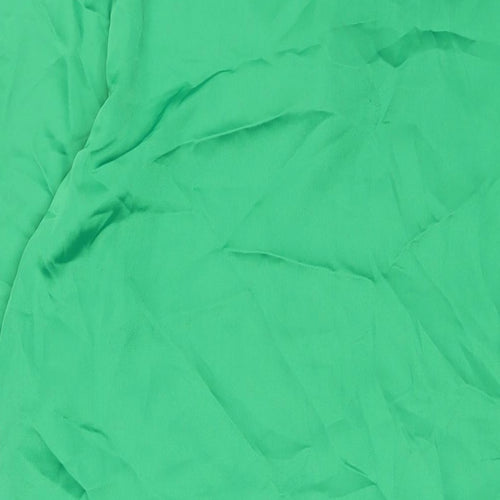 Zara Womens Green Polyester A-Line Size M V-Neck