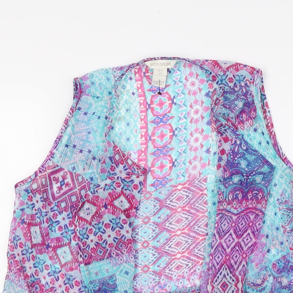 Monsoon Girls Multicoloured Polyester Kimono Blouse Size 12-13 Years V-Neck
