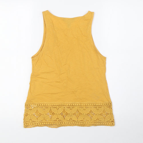 New Look Womens Yellow Cotton Basic Tank Size 6 Scoop Neck - Detailed Hem