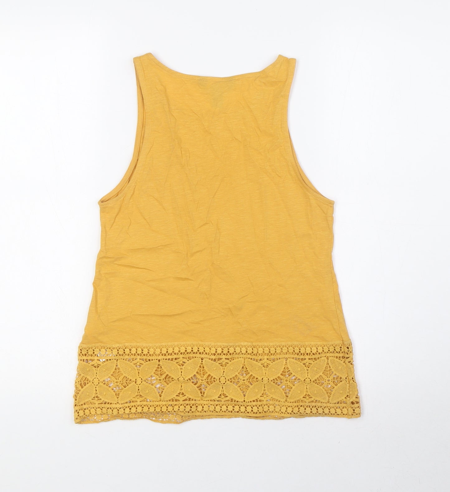 New Look Womens Yellow Cotton Basic Tank Size 6 Scoop Neck - Detailed Hem