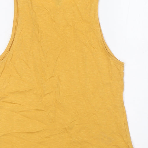New Look Womens Yellow Cotton Basic Tank Size 6 Scoop Neck - Detailed Hem