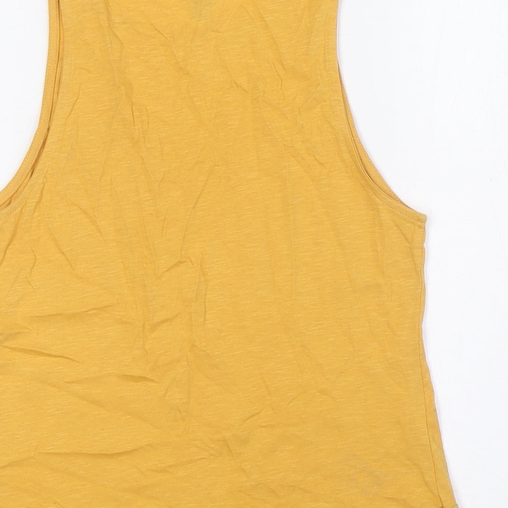 New Look Womens Yellow Cotton Basic Tank Size 6 Scoop Neck - Detailed Hem