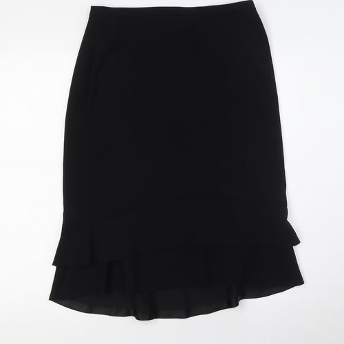Artigiano Womens Black Polyester A-Line Skirt Size 12 Zip - Layered