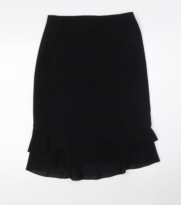Artigiano Womens Black Polyester A-Line Skirt Size 12 Zip - Layered