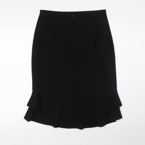 Artigiano Womens Black Polyester A-Line Skirt Size 12 Zip - Layered