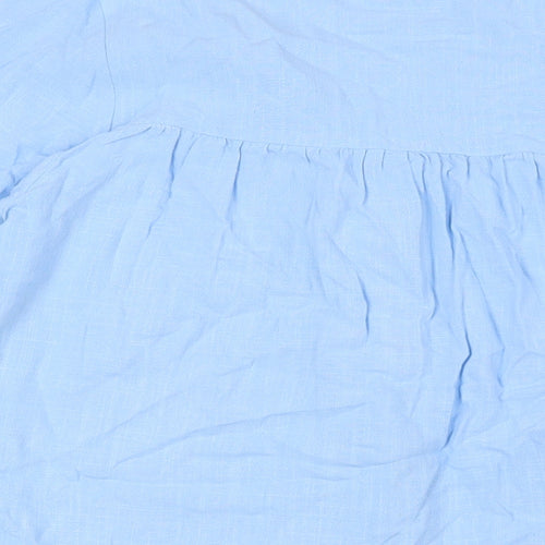 Wallis Womens Blue Viscose Basic Button-Up Size 12 V-Neck - Pocket
