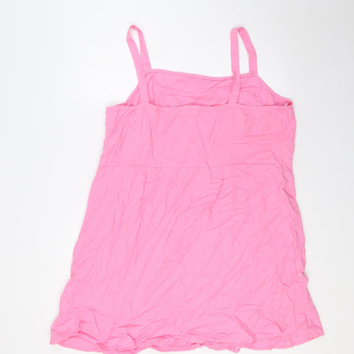 Marks and Spencer Womens Pink Linen A-Line Size 20 Square Neck Zip