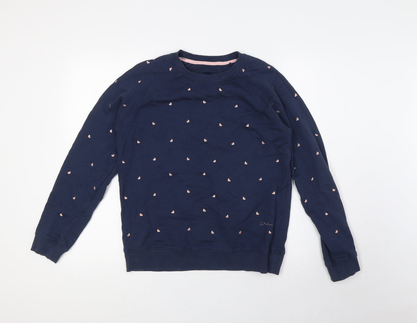 Crew Clothing Womens Blue Cotton Pullover Sweatshirt Size S - Hearts