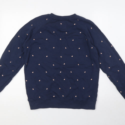 Crew Clothing Womens Blue Cotton Pullover Sweatshirt Size S - Hearts
