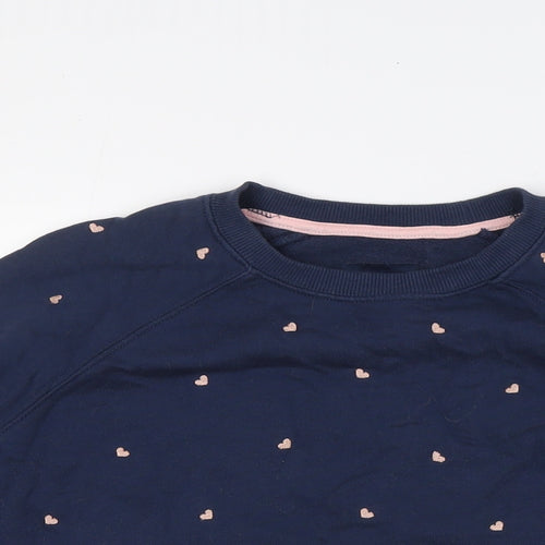 Crew Clothing Womens Blue Cotton Pullover Sweatshirt Size S - Hearts