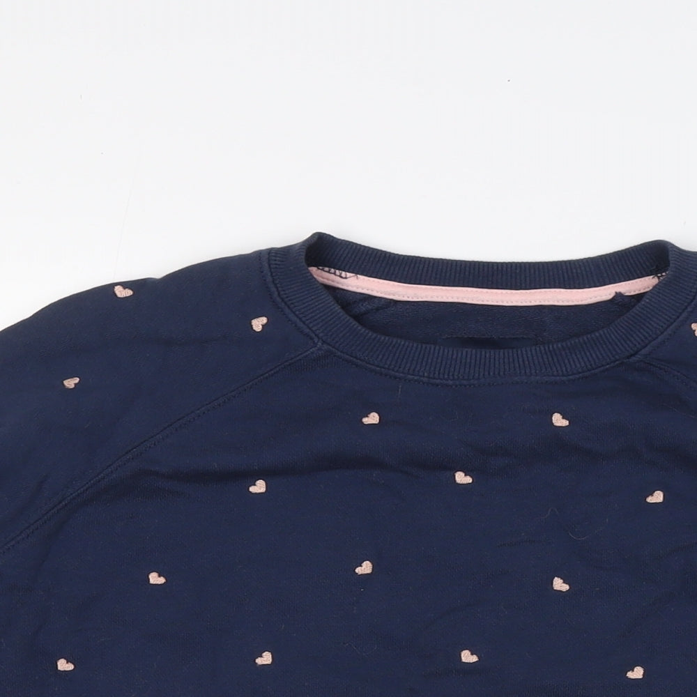 Crew Clothing Womens Blue Cotton Pullover Sweatshirt Size S - Hearts