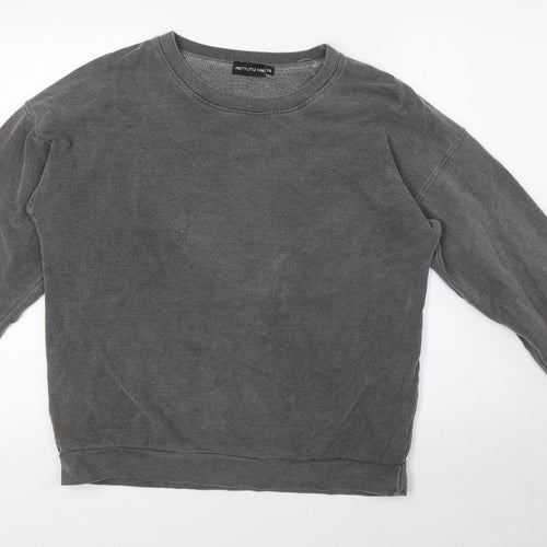 PRETTYLITTLETHING Womens Grey Cotton Pullover Sweatshirt Size XS