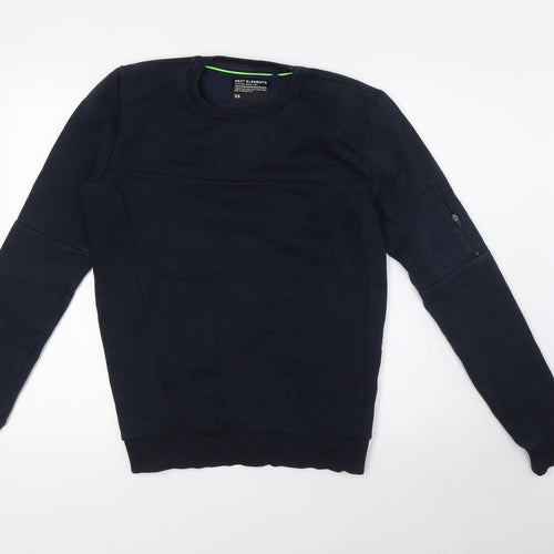 NEXT Mens Blue Cotton Pullover Sweatshirt Size XS - Sleeve Pocket