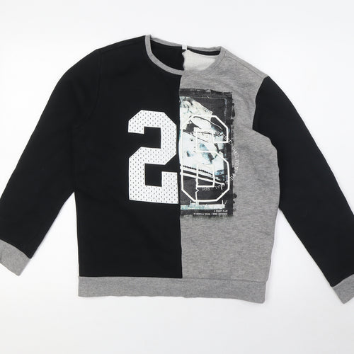 Marks and Spencer Boys Black Cotton Pullover Sweatshirt Size 11-12 Years - Rugby