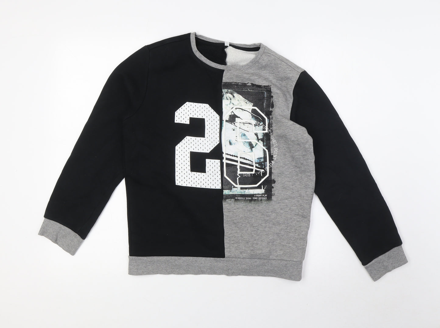 Marks and Spencer Boys Black Cotton Pullover Sweatshirt Size 11-12 Years - Rugby