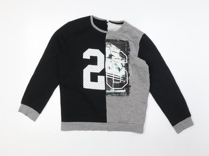 Marks and Spencer Boys Black Cotton Pullover Sweatshirt Size 11-12 Years - Rugby