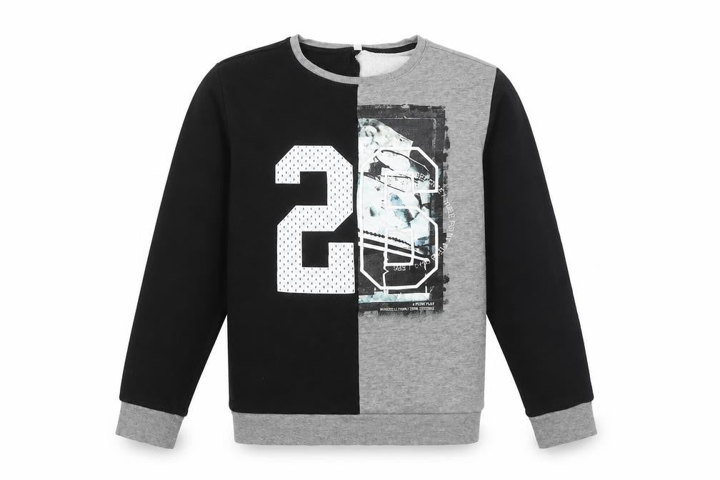 Front view of Marks & Spencer boys’ black cotton pullover sweatshirt, size 11-12, years - rugby