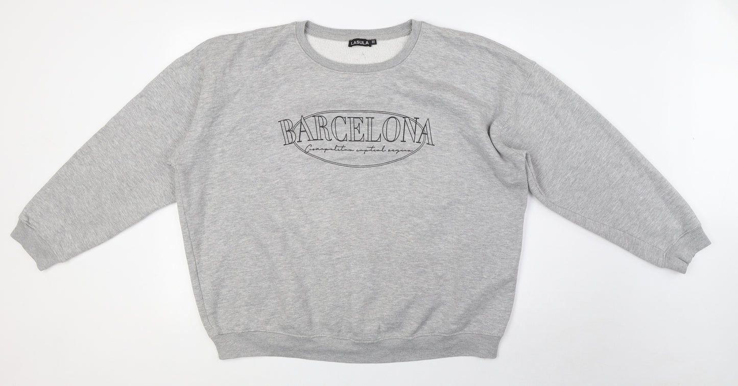 Lasula Womens Grey Cotton Pullover Sweatshirt Size 22 - Barcelona