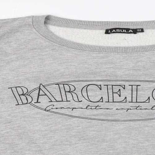 Lasula Womens Grey Cotton Pullover Sweatshirt Size 22 - Barcelona