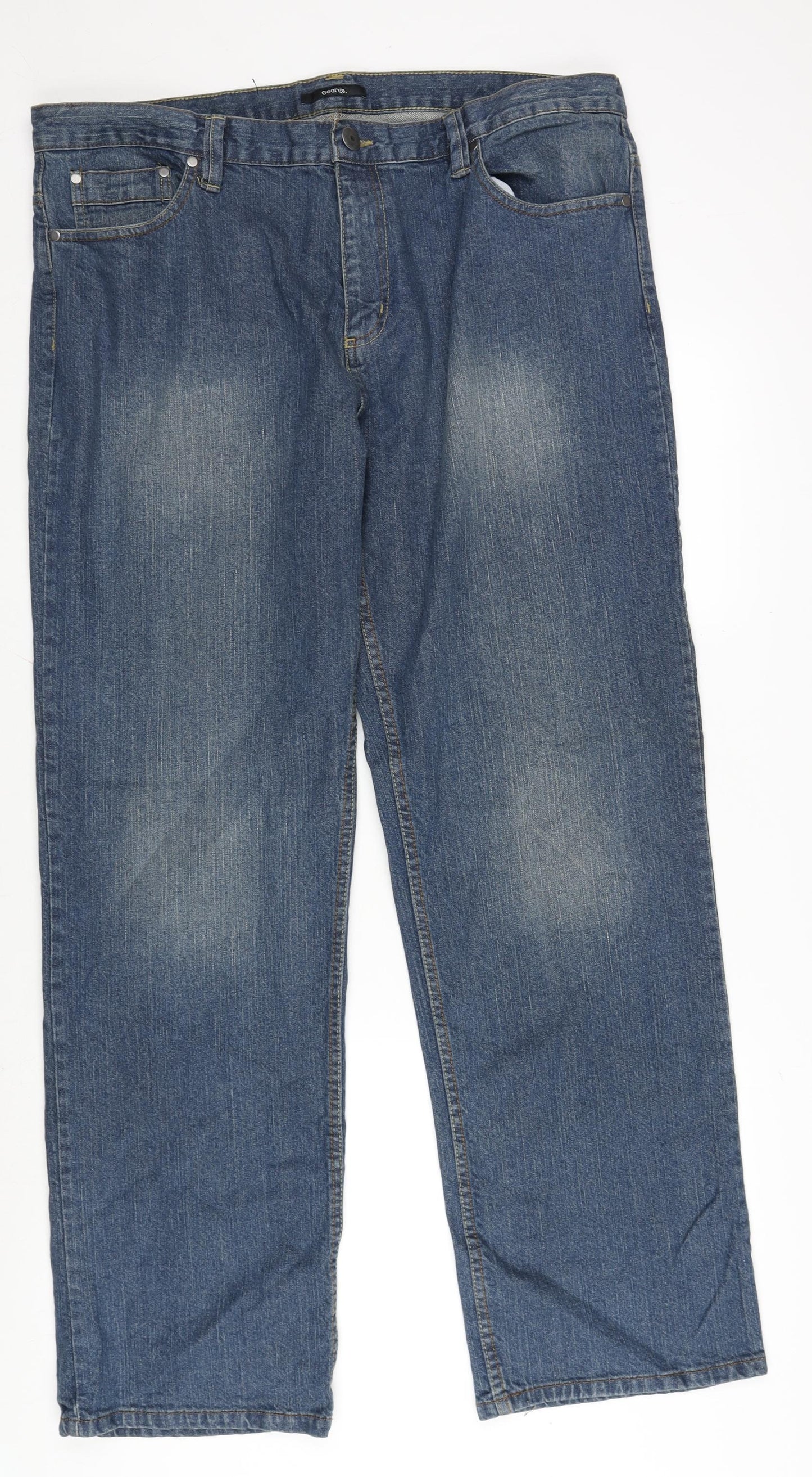 George Womens Blue Cotton Blend Straight Jeans Size 40 in L31 in Regular